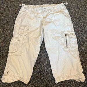 Aeropostale Cropped Cargo Pants Off-White Women’s Size 9/10